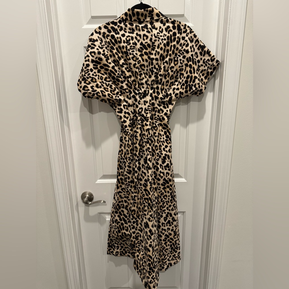 Anthropologie leopard dress Tobie Button-Front Pleated Shirt Dress Exquise xxs - Picture 5 of 9